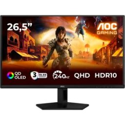 Monitor 26.5" Q27G41ZDF Quad HD QD-OLED (Preto/Vermelho) - AOC