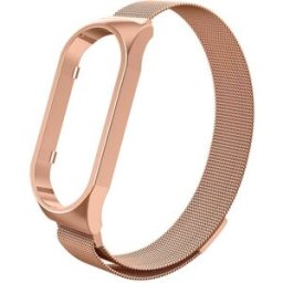 Pulseira Metálica Milanesa Compatível c/ Xiaomi Mi Band 7 (Rosa Dourado)
