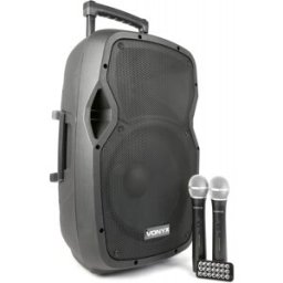Coluna Amp. Portátil 12" 600W MP3/USB/SD/BLUETOOTH c/ 2x Microfone s/ Fios (AP1200PA) - VONYX