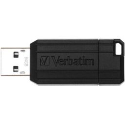 Pen Drive PinStripe USB 64GB 2.0 (Preto) - VERBATIM
