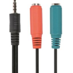 Cabo Jack 3.5mm Macho - 2 x RCA Fêmea (0,2m) - GEMBIRD