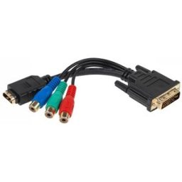 Cabo DVI (24+5) Macho -> HDMI Femea + 3 RCA (RGB)