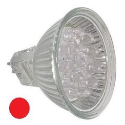 Lampada c/ 20 LEDs 1W MR16, Cor Vermelho 12V