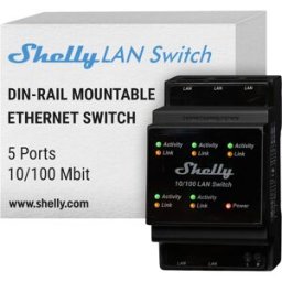 Módulo p/ Calha DIN c/ 5 Relés p/ Automação Ethernet LAN 10/100mbps 110/240VCA - Shelly LAN Switch