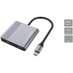 Conversor Docking Station USB-C "4-EM-1" -> 2x HDMI - CONCEPTRONIC