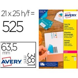 Etiqueta Adesiva Avery Permanente Para Impressora Laser Branca 63,5X38,1 Mm Caixa De 525 Unidades