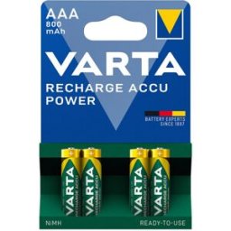 Blister 4x Pilhas Recarregáveis R03 / AAA (Micro) 800mAh - VARTA