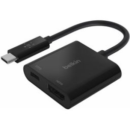 Conversor USB-C Macho - HDMI Fêmea + Adaptador de Carga (Preto) - BELKIN