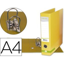 LIDERPAPEL Pasta de Arquivo Cor System Cartão Forrado A4 2 Aneis de 75mm Lombada 80mm s/Caixa, Amarelo