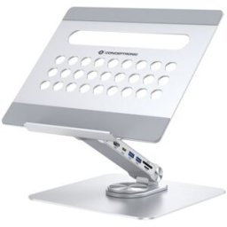 Docking Station USB-C "7-EM-1" c/ Suporte Dobrável p/ Tablet (Prateado) - CONCEPTRONIC