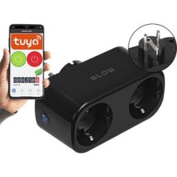 Tomada Dupla Inteligente Wi-Fi TUYA 3600W (Preto) - BLOW