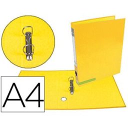 LIDERPAPEL Pasta de Arquivo Cor System Cartão Forrado A4 2 Aneis 25mm Mistos Lombada 40mm s/Caixa Amarela