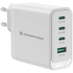 Carregador Universal USB-A / 3x USB-C 100W GaN (Branco) - CONCEPTRONIC