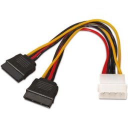 Cabo de Alimentação Molex (4-pin) Macho - 2x SATA 15-pin Macho 20cm - AISENS