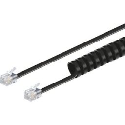 Cabo Telefone/Auscultador RJ9 Espiral (7,5 mts) - Preto