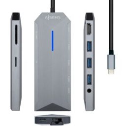 Docking Station USB-C "9-em-1" (Cinza) - AISENS