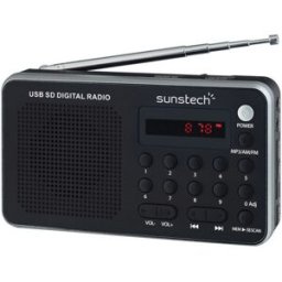 Rádio Portátil AM/FM Digital c/ Leitor Cartões e USB (Cinza) - SUNSTECH