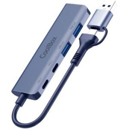 Hub Lite USB-C "4-EM-1" (2x USB-C/2x USB-A) c/ Adaptador USB-A - COOLBOX