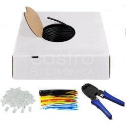 GOOBAY Bobine 305 mts Cabo UTP CAT6 c/ Acessórios (100 Fichas RJ45, Abraçadeiras Fivela e Alicate Cravar)