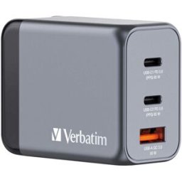 Carregador USB GNC-65 GaN 65W 2x USB-C + 1x USB-A - VERBATIM