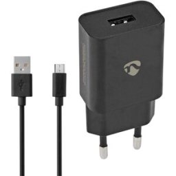 Carregador Universal USB-A Carregamento Rápido 5W c/ Cabo USB-A - MicroUSB (Preto) - NEDIS