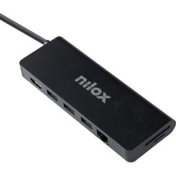 Hub USB-C "8-EM-1" (3x USB 3.0 + 1x MicroSD + 1x RJ45 + 1x HDMI + 1x SD + 1x USB-C 100W) - NILOX