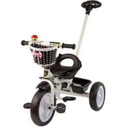 Triciclo Infantil PRO100 c/ Pedais + Cesto (Preto/Branco)
