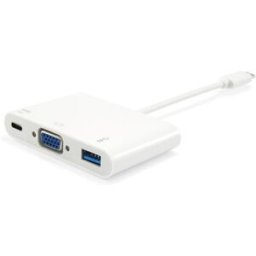 Adaptador USB-C Macho -> VGA / USB A / USB-C Femea - EQUIP