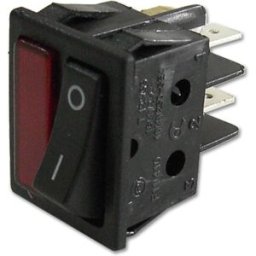Interruptor Preto ON-OFF c/ Avisador-Sinalizador Vermelho