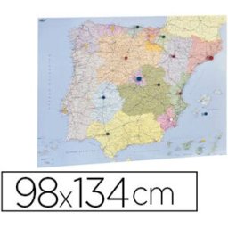 Mapa Parede Faibo Espanha E Portugal Plastificiado Enrolado 98X134 Cm - FAIBO