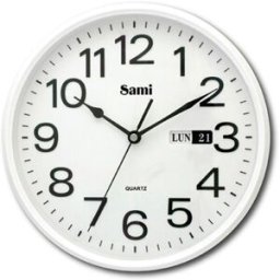 Relógio de Parede Redondo 25,4cm Branco mostrador c/ Calendário - SAMI