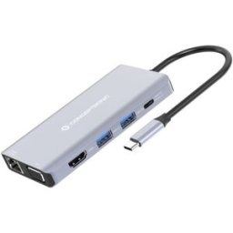 HUB USB-C "10-EM-1" (HDMI / VGA / USB-C / 2x USB 3.0 / Micro SD/ TF/ Jack / RJ45) - CONCEPTRONIC