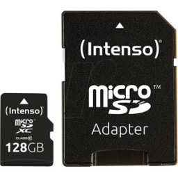 Cartão de Memória 128GB microSDHC Class 10 + Adaptador - INTENSO
