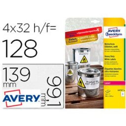 Etiqueta Adesiva Avery Poliester Branco 99,1X139 mm p/ Impressora Laser (32 Unidades)