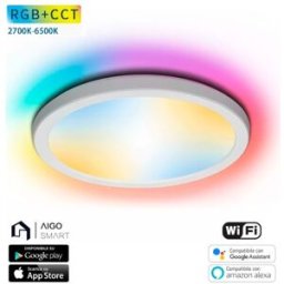 AIGOSTAR Candeeiro Plafon Redondo Inteligente Smart Wi-Fi 22W RGB + 2700K~6500K (Ø30cm)