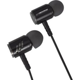 Auriculares Stereo c/ Fios e Microfone (Preto/Prateado) - ESPERANZA