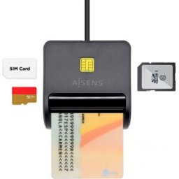 Leitor de Cartões Inteligente DNI 2.0 c/ Leitor de Cartões de Memória (Preto) - AISENS