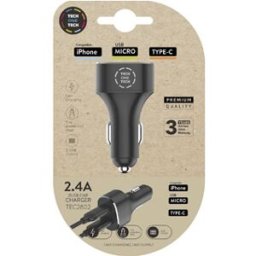 Carregador Duplo 2.4A Micro-USB/Type-C (Preto) - TECH ON TECH