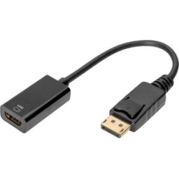 Adaptador de Cabo de Vídeo DisplayPort Fêmea - Cabo HDMI Macho (Preto) - DIGITUS