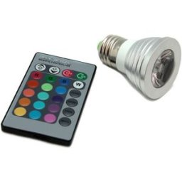 Lampada LED Aluminio Fôsca 220V E27 1x3W RGB 60º c/ Comando