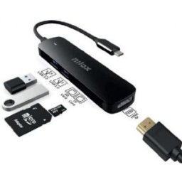 HUB USB-C "5-EM-1" (HDMI / 2x USB 3.0 / Leitor Cartões SD / Leitor Cartões TF) - NILOX