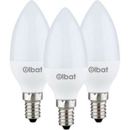 Pack 3x Lâmpadas LED E14 C37 6W 6000K 500Lm - ELBAT