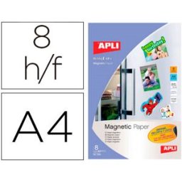 Papel Magnetico Apli Branco Din A4 p/ Impressoras a Tinteiro Embalagem de 8 Folhas