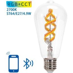 AIGOSTAR Lâmpada LED Inteligente E27 ST64 Filamento Mesh Bluetooth 220V 4,9W 2700K 470Lm (Transparente)