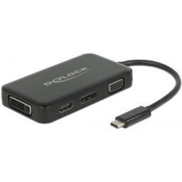 Hub USB C - DVI / HDMI / Displayport / VGA (Preto) - DELOCK