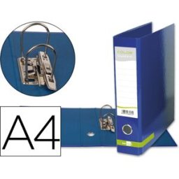 LIDERPAPEL Pasta de Arquivo Cor System Cartão Forrado A4 2 Aneis de 75mm Lombada 80mm s/Caixa, Azul