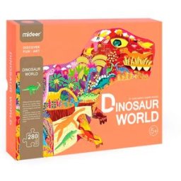 Puzzle Mideer Mundo De Dinossauros Com Forma Animal Grande 280 Peças - MIDEER