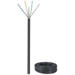 Bobine Cabo UTP Rigido CAT6 (COBRE) Preto p/ Exterior (100 mts) - GOOBAY