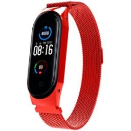 Correia Metálica Milanesa Íman p/ Mi Band 5 e Mi Band 6 (Vermelho) - XIAOMI