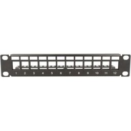 Patch Panel 12 Portas RJ45 UTP 1U p/ Rack 10" (Preto) - NIMO